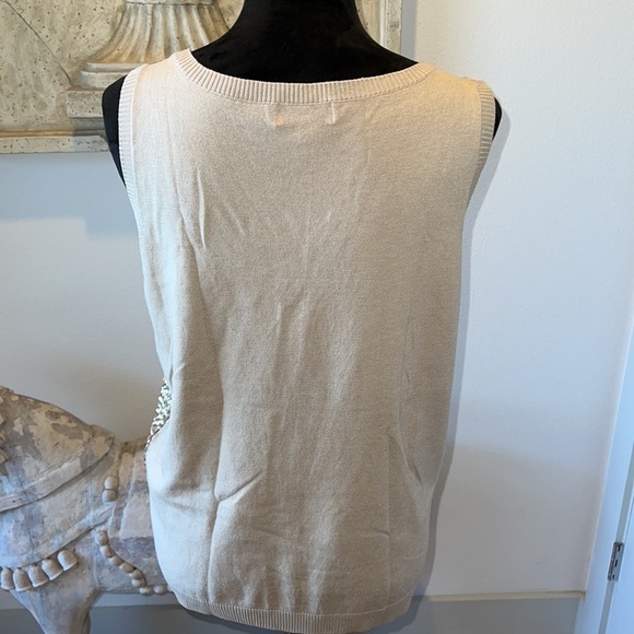 Calvin Klein sleeveless top‎ gold sequin sweater back Sz L - Picture 4 of 7